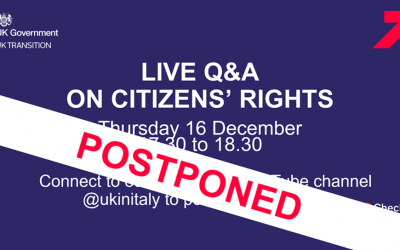 POSTPONED – Live Q&A on Citizens’ Rights with The British Embassy Rome