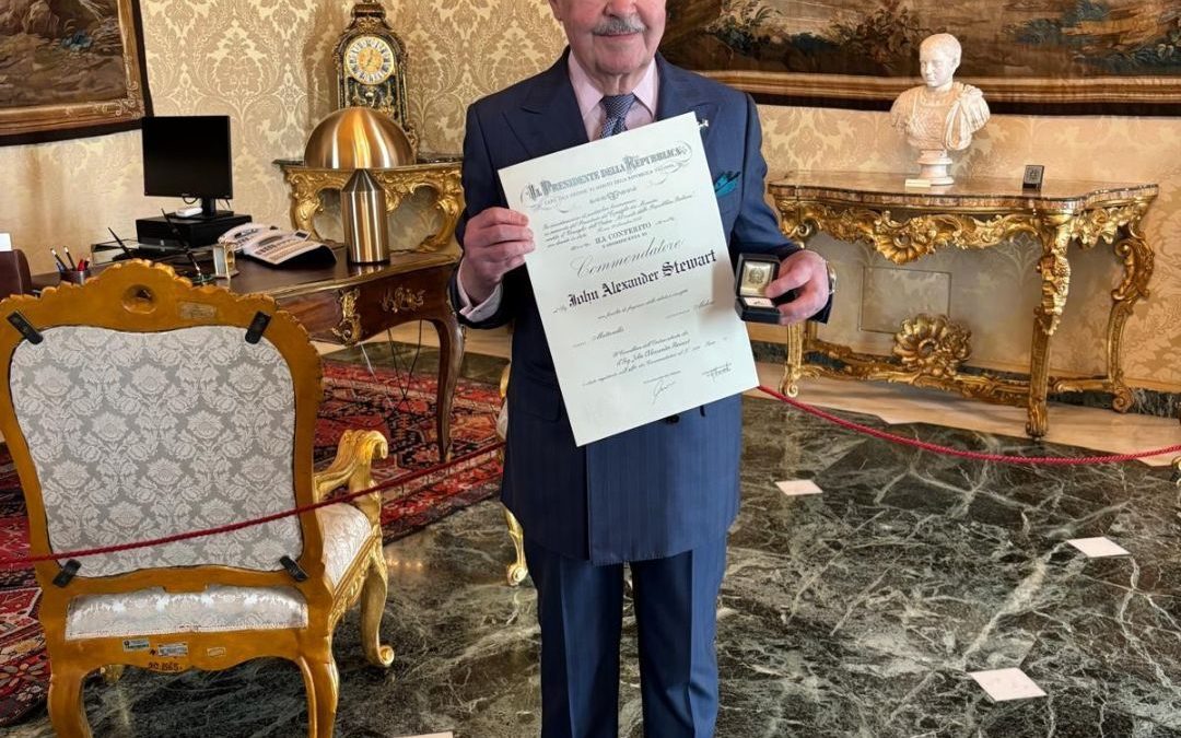 John A. Stewart: Commendatore dell’Ordine al Merito della Repubblica Italiana