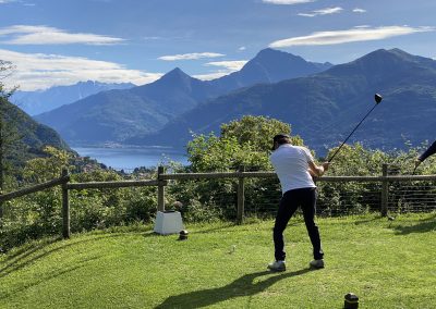 Playing golf