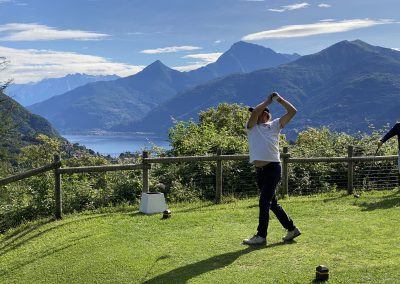 Playing golf