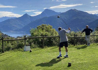 Playing golf