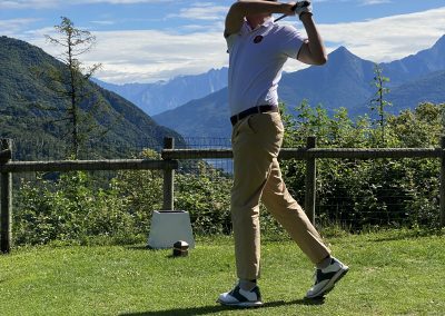 Playing golf